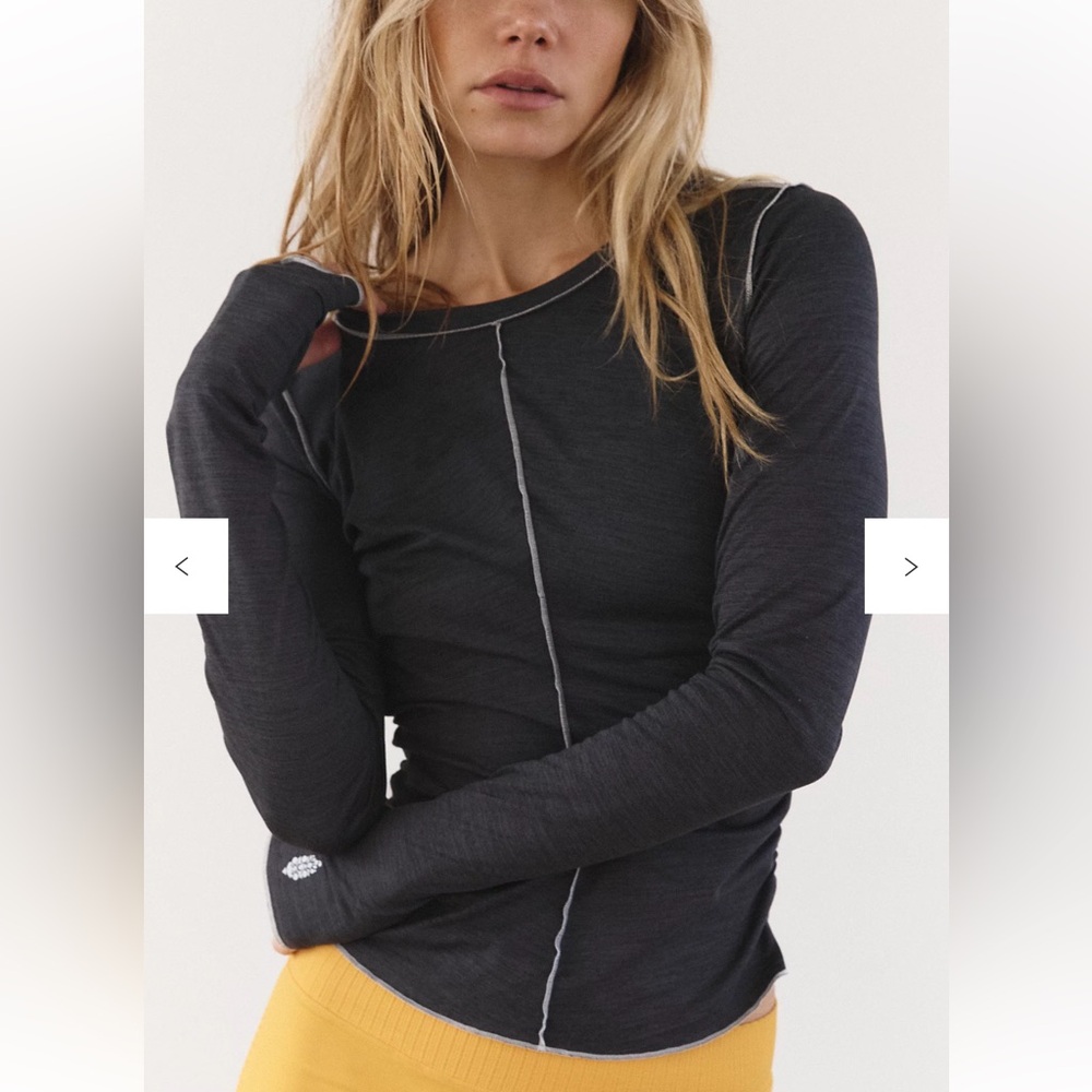 Free people movement Hatch Black and White Fitted Long Sleeve Tee